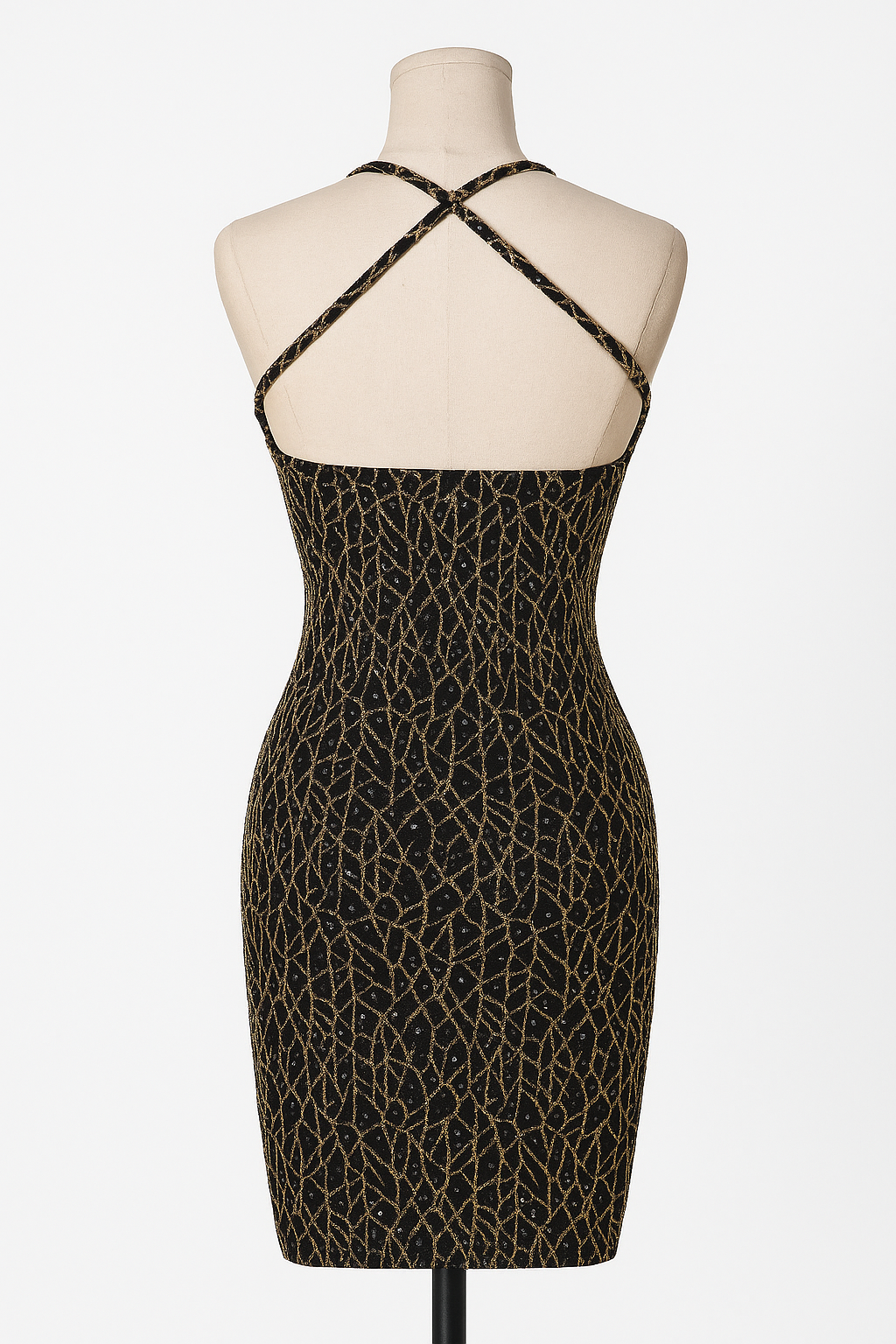 Stretchy Golden black Vein mini dress