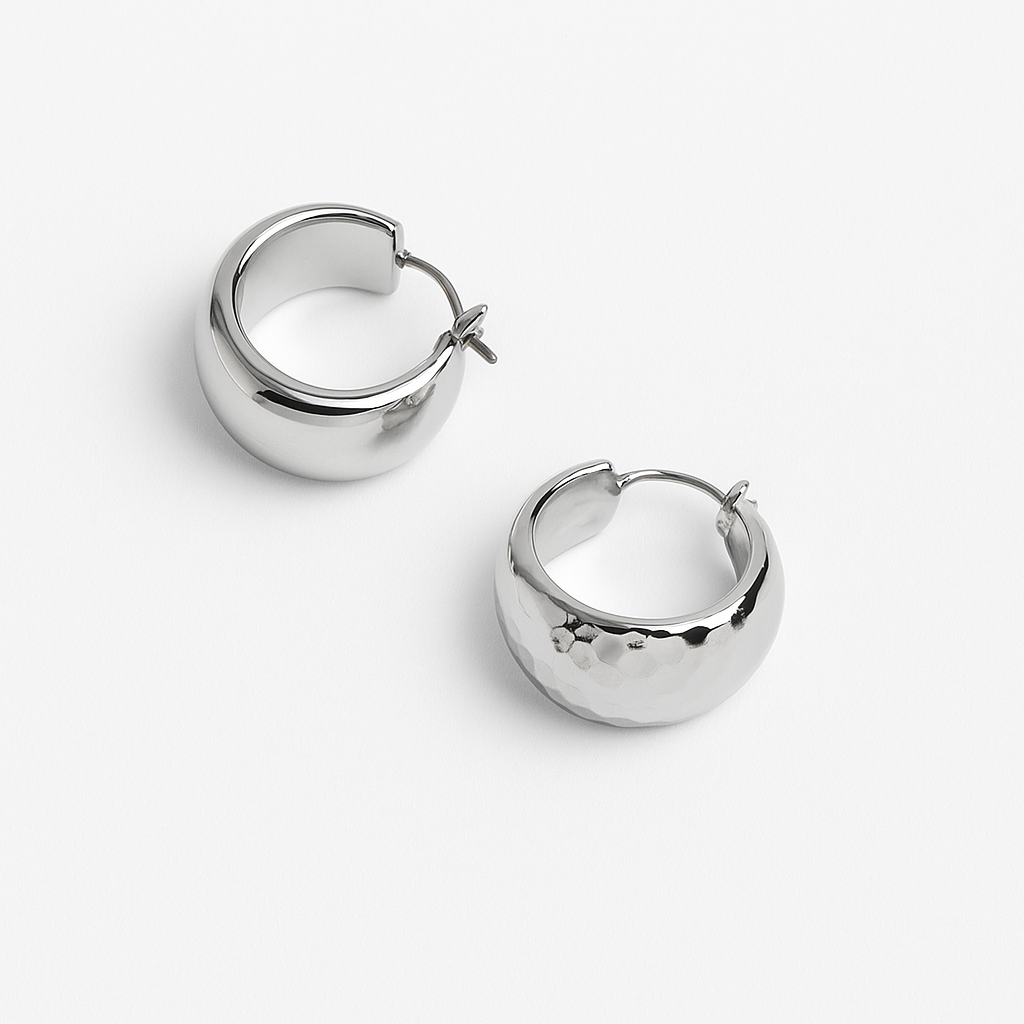 Silver round earrings