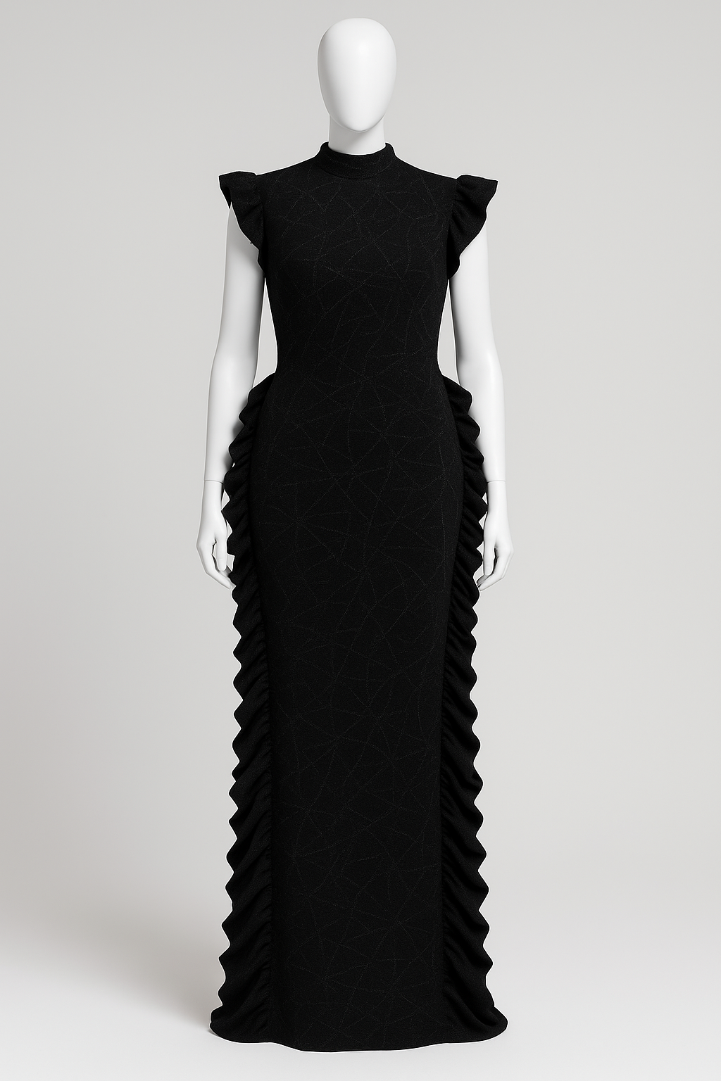 Noir cascade Gown