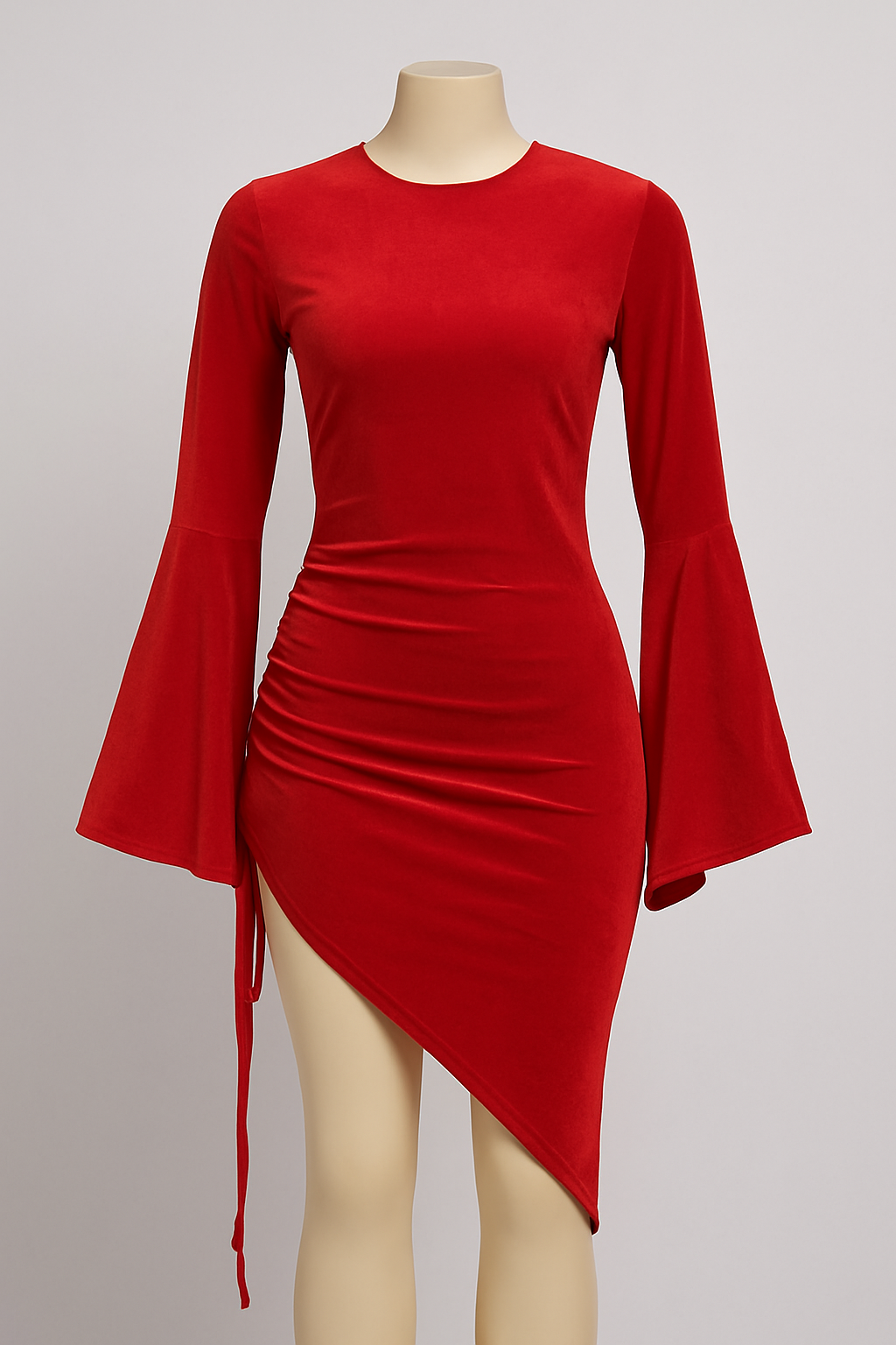 Scarlet Allure Ruched Bell Sleeve dress