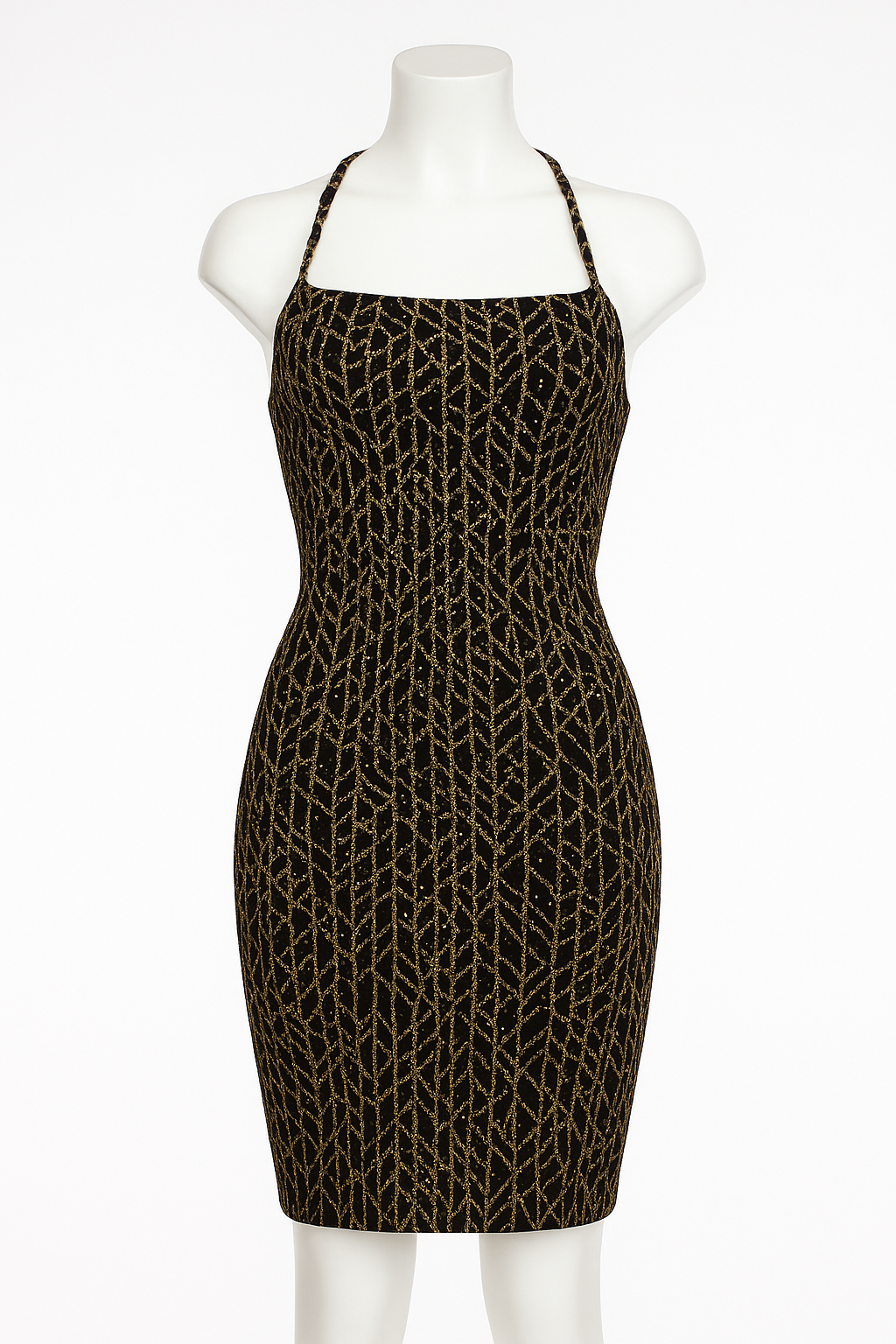 Stretchy Golden black Vein mini dress