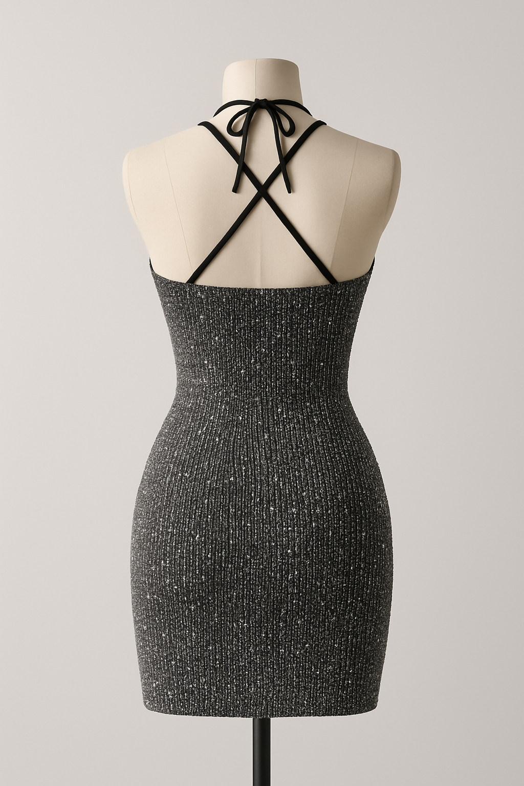 Midnight spark halter mini dress