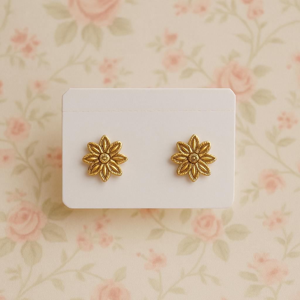 Gold plated Golden bloom stud earrings