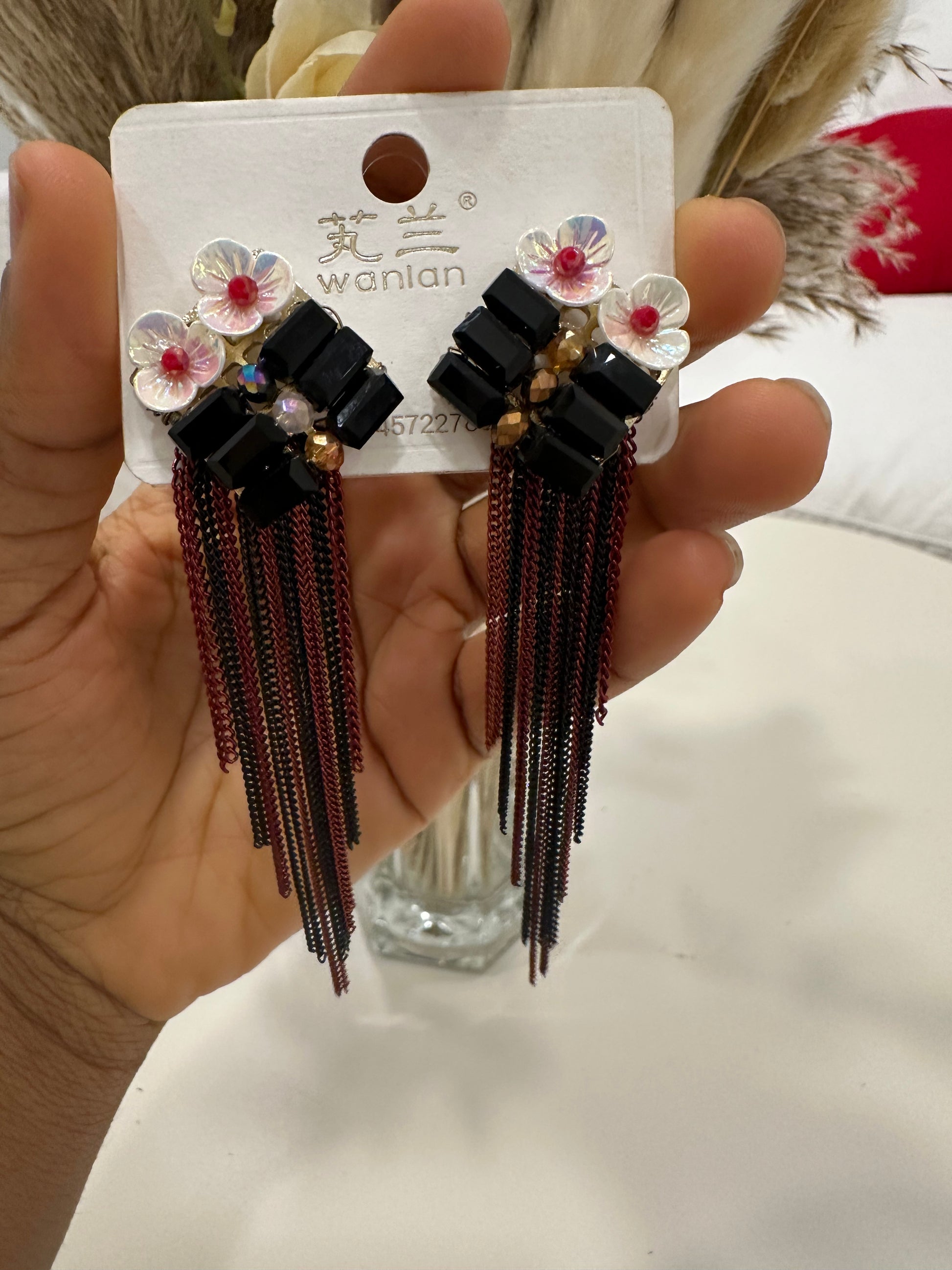 Orchid Noir Tassel Earrings