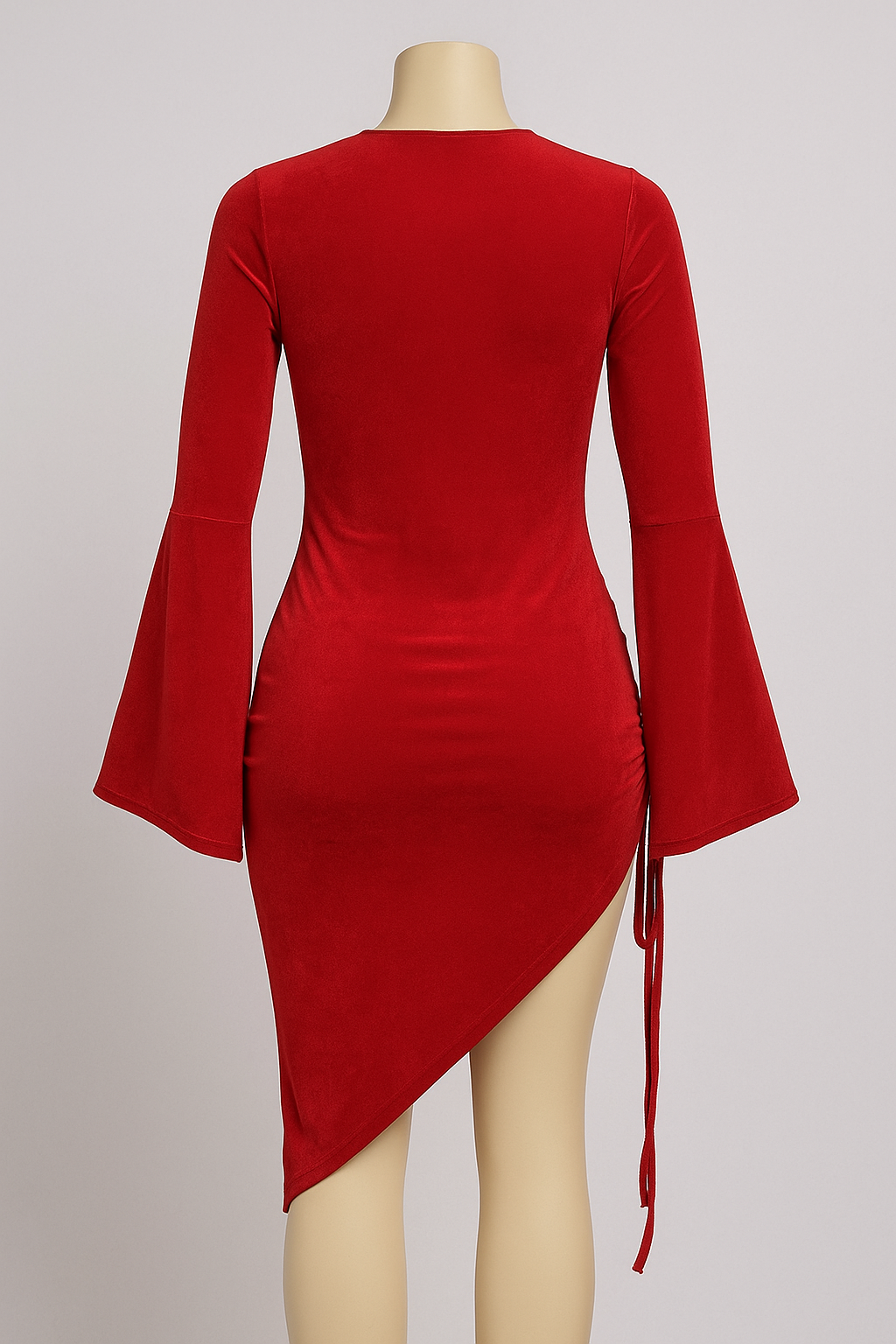 Scarlet Allure Ruched Bell Sleeve dress