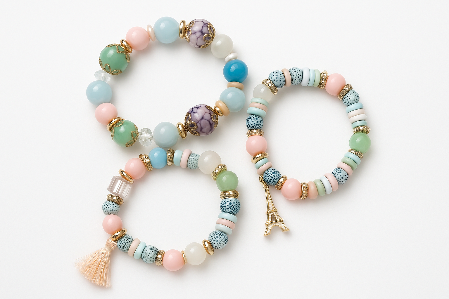 Pastel Charm bracelet set