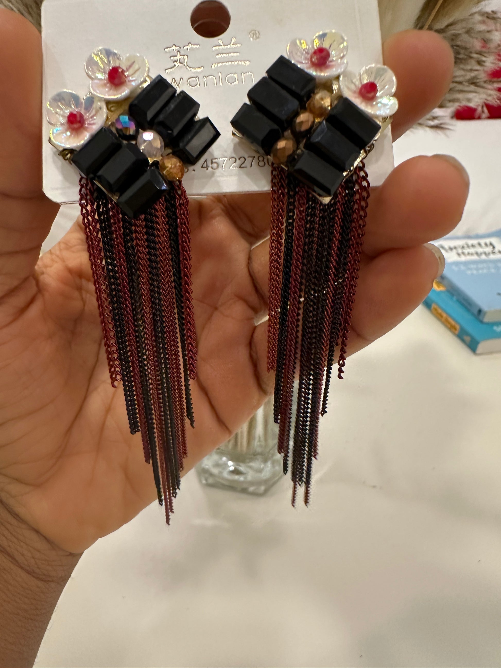 Orchid Noir Tassel Earrings